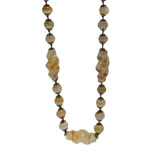 Vintage Agate Beaded Statement Necklace Retro Classic Fashion Jewelry Women